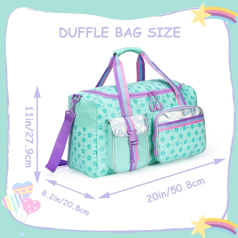 Oruiji Kids Duffle Bag Girls Women Travel Overnight Bag for Girls Women Gifts Tote Sleepover Bags for Kids Gym Dance Bags with Shoes Compartment - Image 2